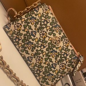 Tory Burch Robinson Floral Leather Card Case and Key Fob